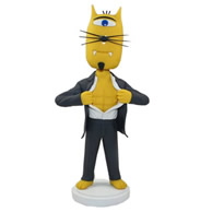 Custom strange animal wearing a grey suit holding out the underneath yellow body bobble heads