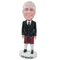 Custom old funny men in red plaid pattern bobble heads