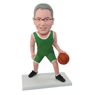 Custom backetball player in green sports clothing bobble heads