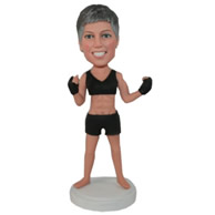 Custom female coach of boxing in black clothes sexy bobble heads