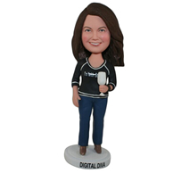Custom the woman holding a glass  bobble heads