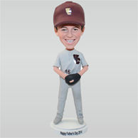 Father in grey sports suit playing baseball custom bobbleheads
