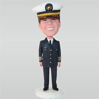 Captain in black uniform and wearing a hat custom bobbleheads