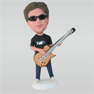 Sunglasses man playing the guitar custom bobbleheads