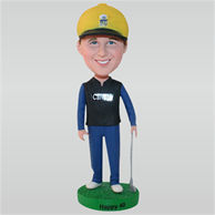 Man in leisure suit playing golf custom bobbleheads