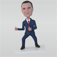 Man in blue suit thumb up custom bobbleheads