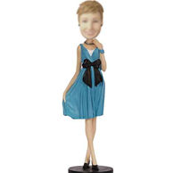 Blue Dress Girl Bobble head doll 12 Inch