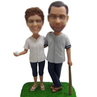 Personalized Custom Baseball couple bobbleheads