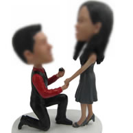 Personalized Custom bobbleheads of marriage proposal