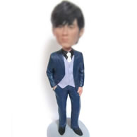 Personalized man in blue suit bobbleheads