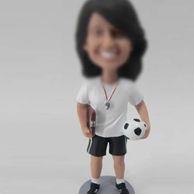Female football coach bobble head doll
