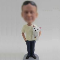 Man with cat bobble head