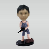 Personalized custom boy game with gun bobbleheads
