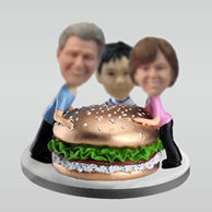 Personalized custom family with hamburger bobbleheads