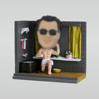 Personalized custom male bobbleheads  in the bath