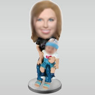 Personalized custom Mom and baby bobbleheads