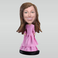 Personalized custom pink dress bobble heads