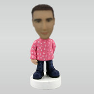Personalized custom pink shirt boy bobbleheads