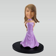 Personalized custom Purple evening dress bobbleheads