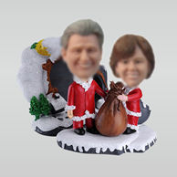 Personalized custom Santa Couple bobbleheads