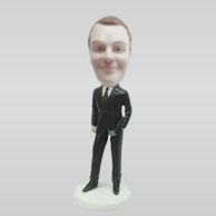 Personalized custom black suit male bobbleheads