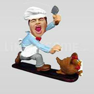 Man with Cleaver and Chicken Bobble Head Doll-11095