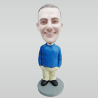 Personalized custom Blue sweater man bobble head