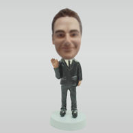 Personalized custom black suit bobble head