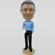 Business men bobblehead with  classic blue shirt