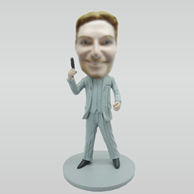 Personalized custom man with gun bobbleheads