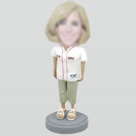 Personalized custom female baseball bobble head