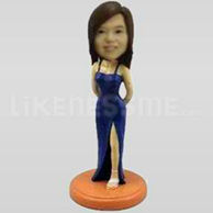 Custom Bobblehead Woman Evening Dress Slit-11316