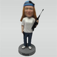 Custom woman and gun bobbleheads