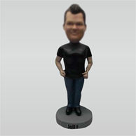 Custom black tshirt bobble head