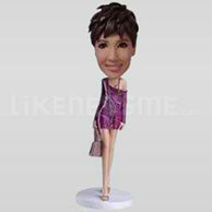 Custom  Woman  Bobblehead wiht purple Outfit 5-11346