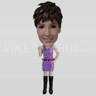 Custom Bobblehead Woman Purple Dress-11355