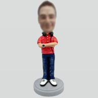 Personalized custom casual man and Headphone bobblehead dolls