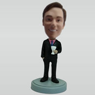 Custom black suit bobblehead