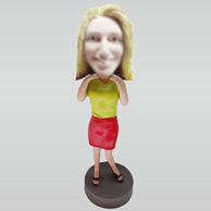 Custom red dress bobbleheads