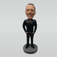 Custom black shirt man bobble heads