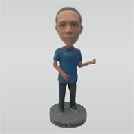 Custom blue tshirt bobble heads