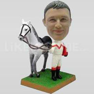 Jockey Bobblehead with Horse-11725