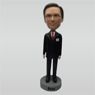 Personalized Custom bobble head of black suit man