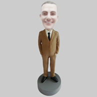 Custom brown suit man bobbleheads