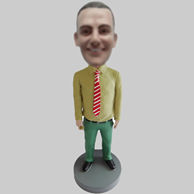 Custom Red and white striped tie bobbleheads