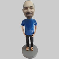 Personalized custom casual man bobble head