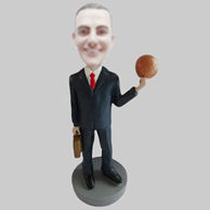 Personalized custom black suit with basketball bobbleheads