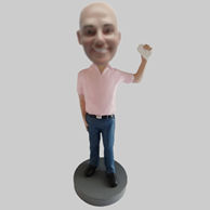 Custom casual man hold phone bobbleheads