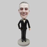 Custom black suit bobblehead dolls