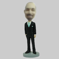 Personalized custom black suit bobbleheads